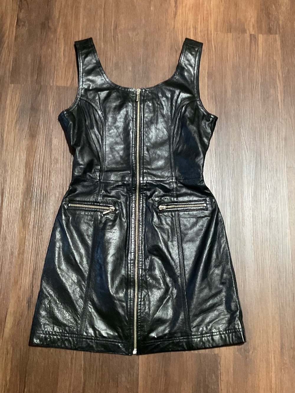 Vintage Leather Jumper Ms. Maxima Leather Fitted Full Zip Dress sz4